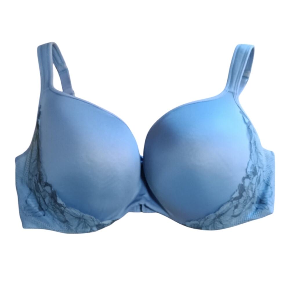 Cacique Dusty Blue Lace Full Coverage Bra Padded Straps 40F 1127895